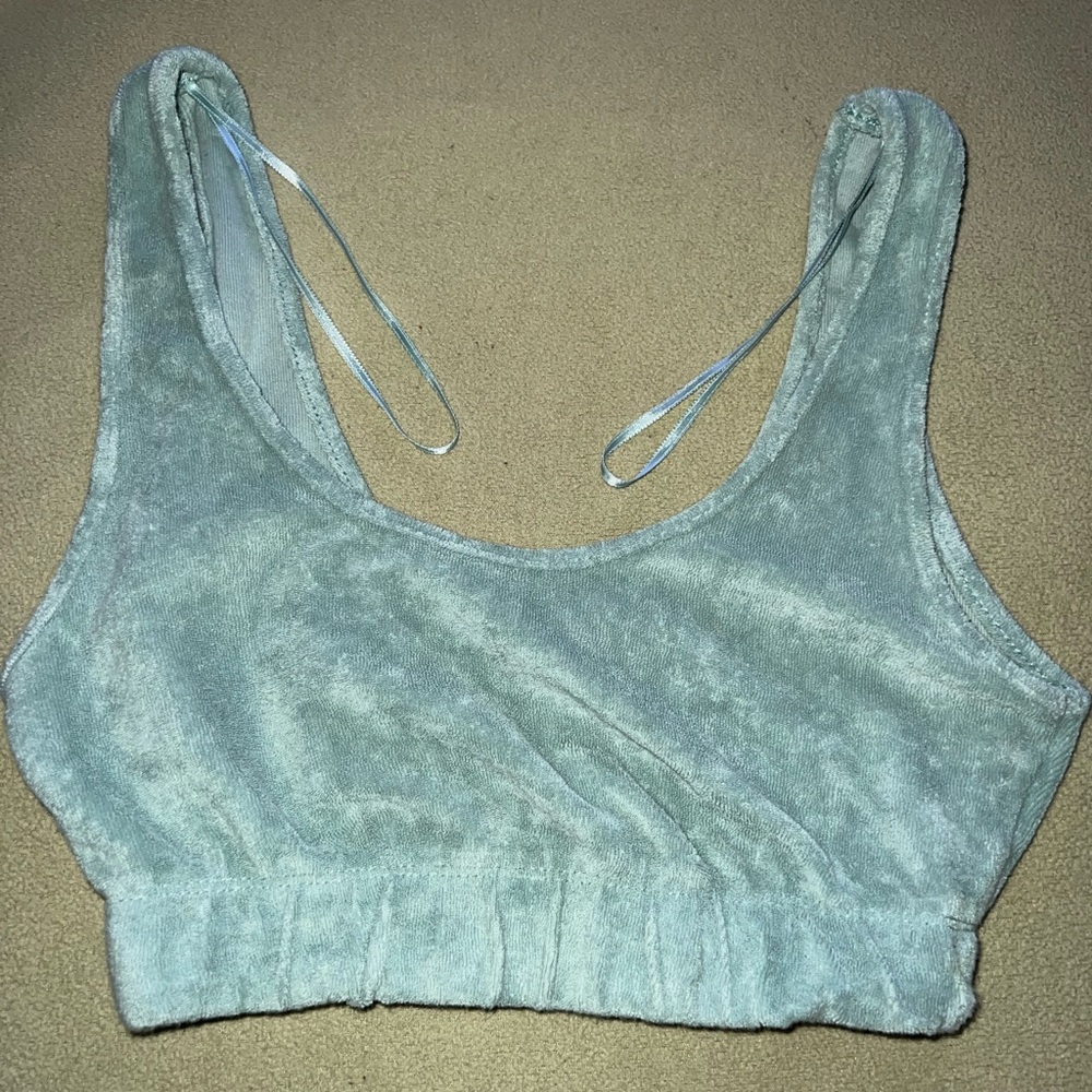 ZARA Teal Towel Crop Top
